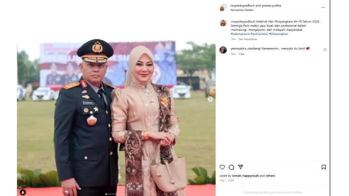 ISTRI KAPOLDA KALSEL - Istri Kapolda Kalsel Irjen Pol Rosyanto Yudha Hermawan, Yenny Yudha tampil dengan mengenakan tas mewah harga puluhan juta. (Kolase Instagram @rosyantoyudha.h)