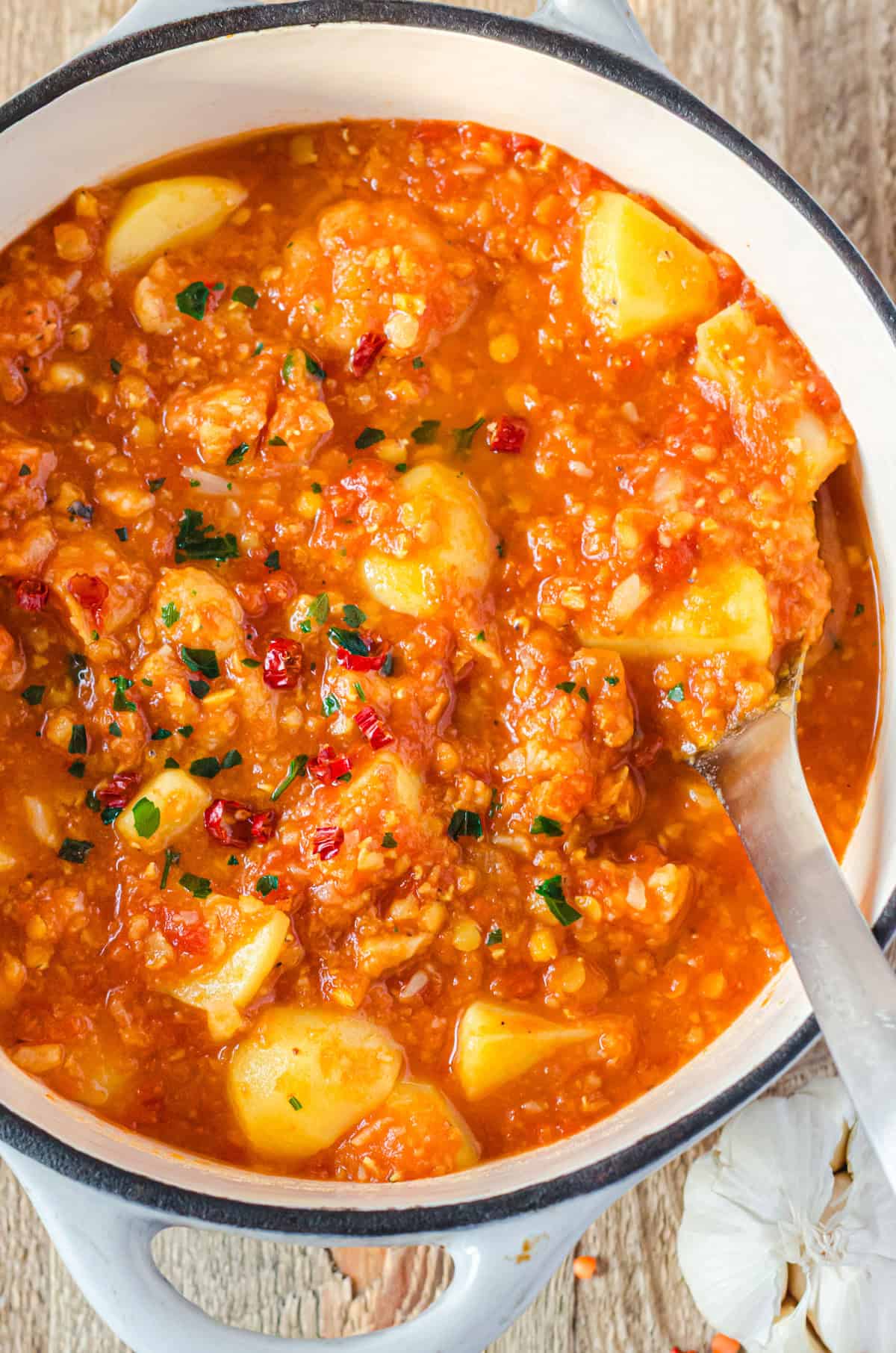 Mildes Curry mit Linsen, Kartoffeln und Blumenkohl – mit und ohne Thermomix