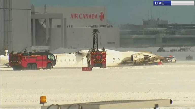 Delta flight crashes at Toronto airport, lands upside down