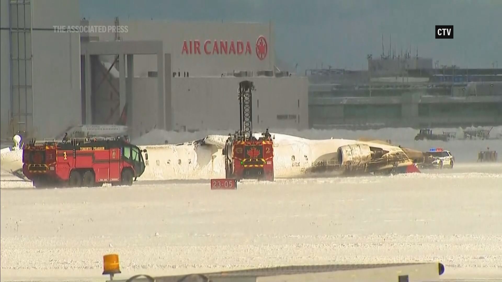 Delta plane flips on runway at Toronto airport