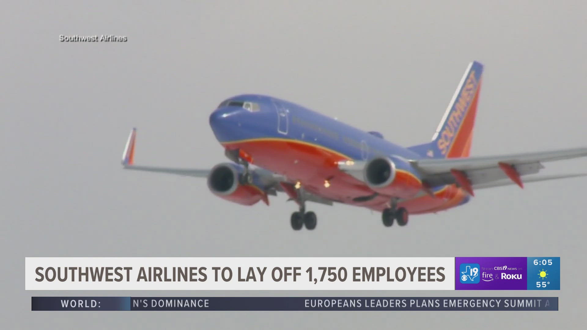 Southwest airlines to lay off 1,750 employees