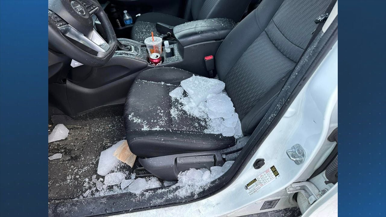 Two drivers injured after falling ice from other cars smash windshields