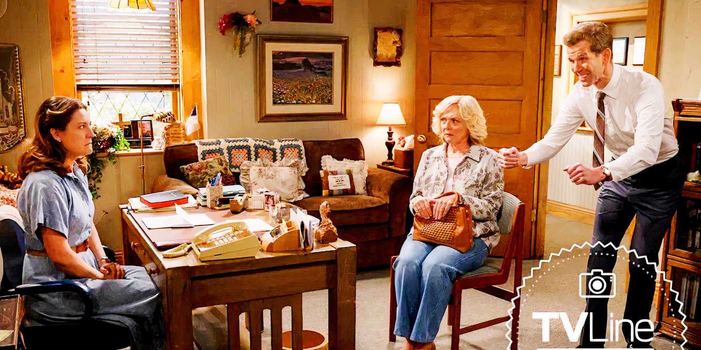 Mary, Audrey, and Pastor Jeff in Georgie & Mandy's First Marriage