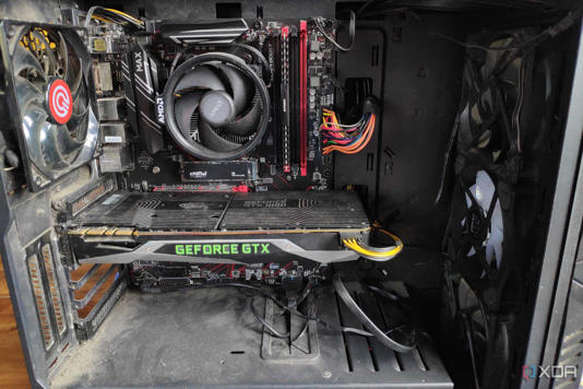 Detailed view of a dusty PC