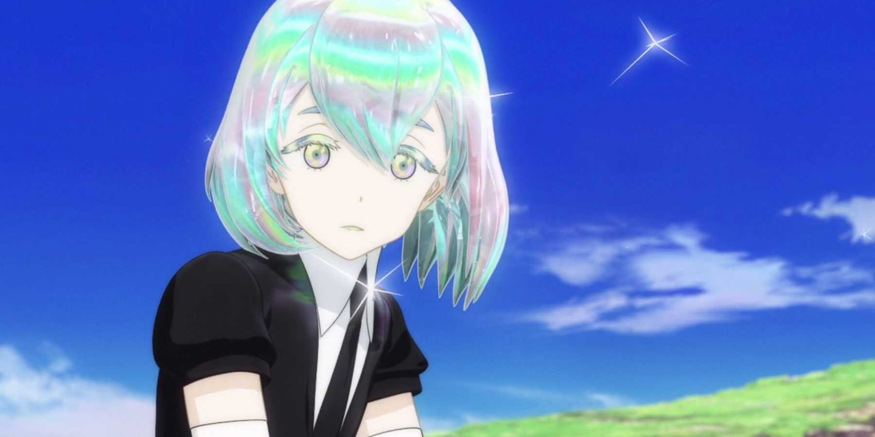 Phosphophyllite looking at the camera in Land of the Lustrous