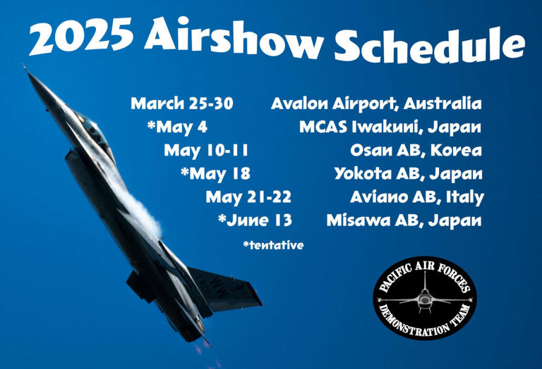 PACAF F-16デモチーム2025年スケジュール発表！岩国に横田、6月