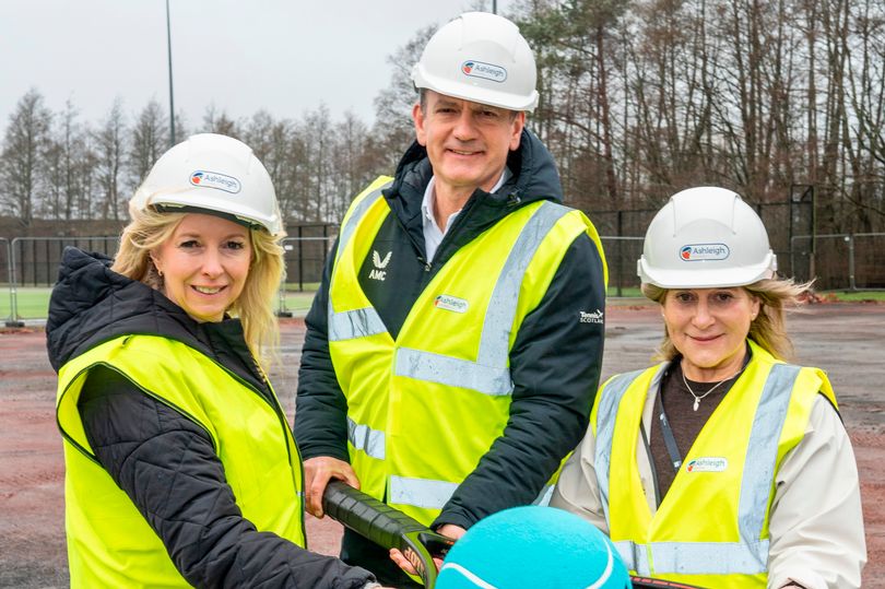 Tennis Scotland chief executive, Blane Dodds (centre) with LTA investment manager Sophie Curthoys (left) and Councillor Maureen Johnstone, chairperson of the Education, Skills and Community Wellbeing Committee