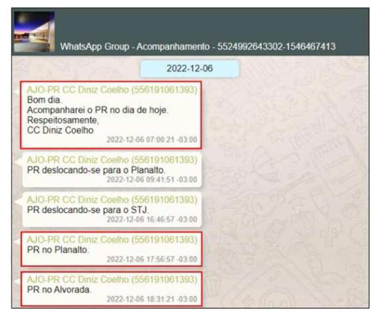 'PR no Planalto': mensagem de ajudante de ordens indica que Jair Bolsonaro estava no Planalto no momento em que Mário Fernandes imprimiu plano 'Punhal Verde e Amarelo' Foto: Reprodução via Polícia Federal