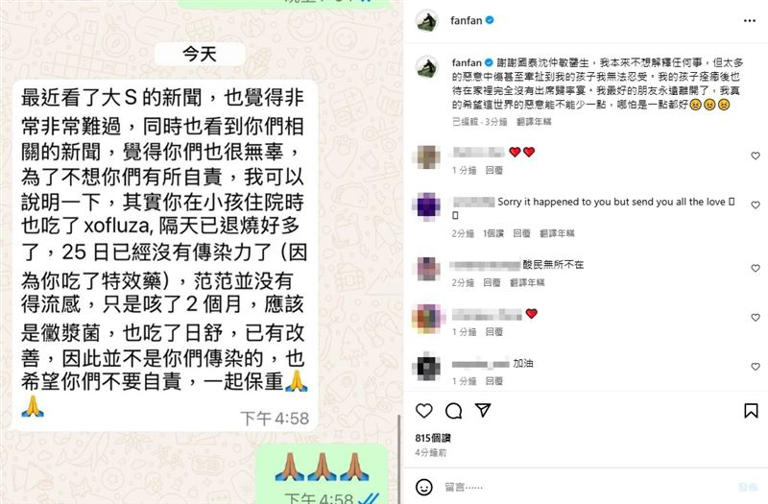范瑋琪曬出醫師對話截圖，隨後又刪文。（圖／翻攝自范瑋琪IG）