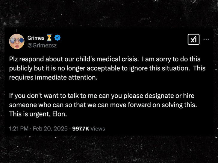Grimes Says Elon Musk Won't Respond to Messages About Child's Medical ...