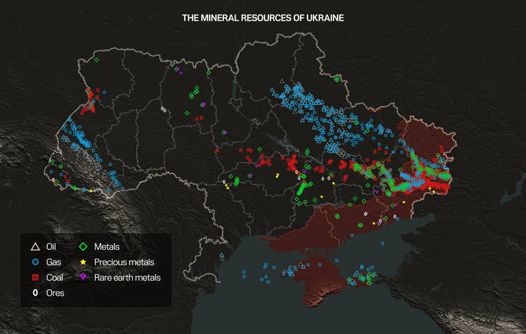 A map provided by Ukrainian group UnitedMedia 24 shows the location of critical mineral resources across the country (UnitedMedia 24)