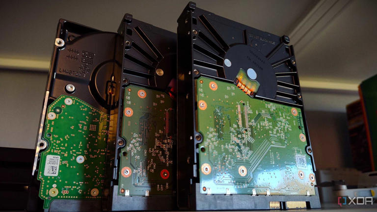 towering hard drives back