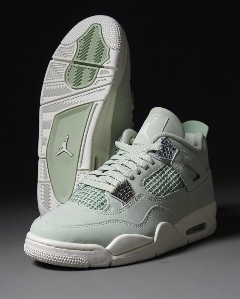 いと　no4 Nike Air Jordan 4 Retro Oxidized Green White Junior Kid AJ4