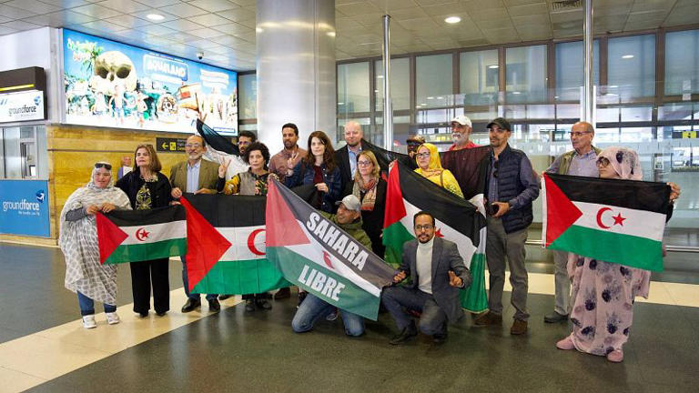 Isabel Serra with the other MEPs and Saharawi activists