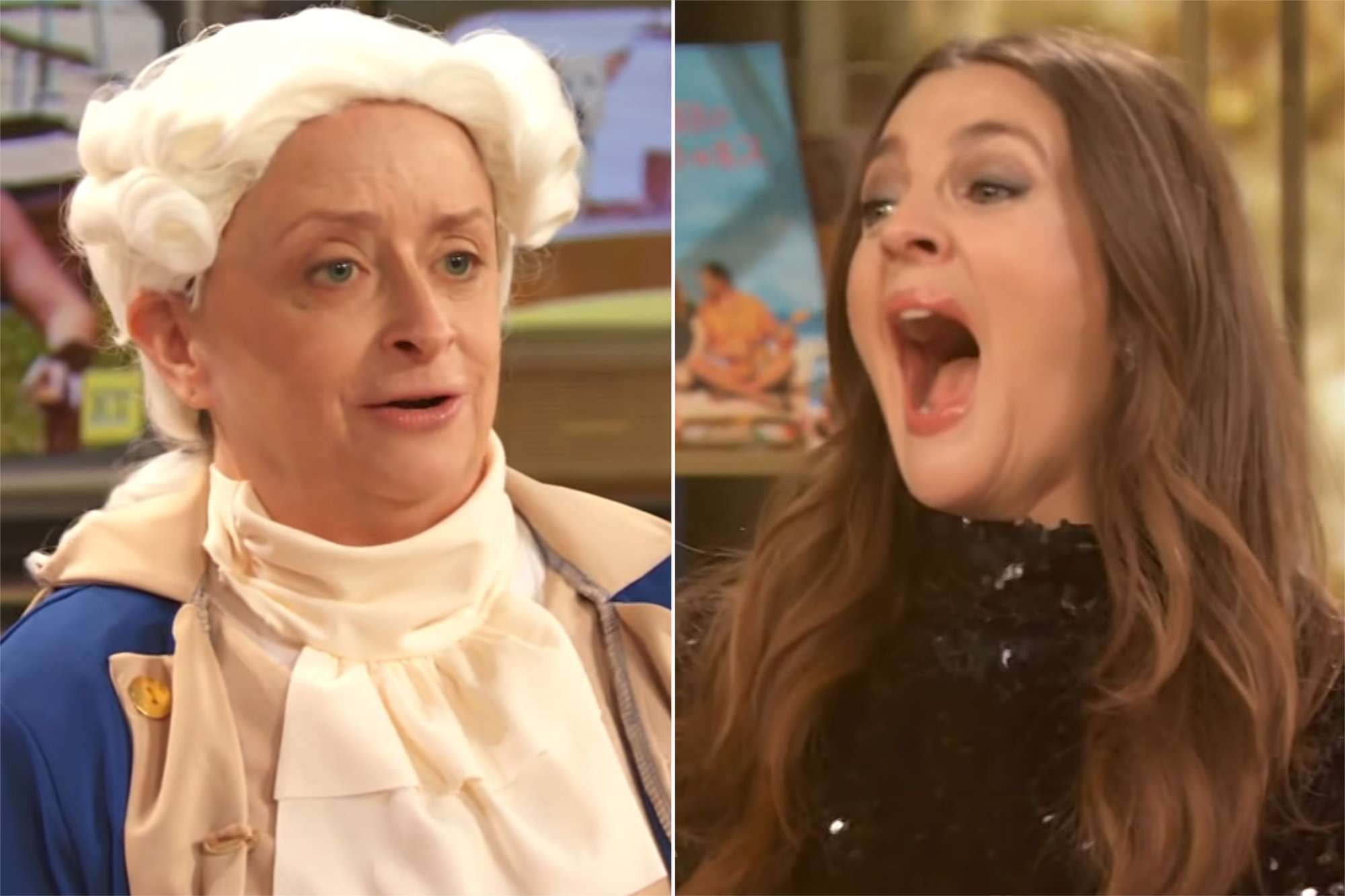 Watch Rachel Dratch, dressed as George Washington, surprise Drew