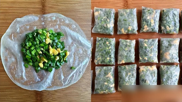 韭菜盒子懒人吃法，免和面皮薄馅多，一口气炫好几个！