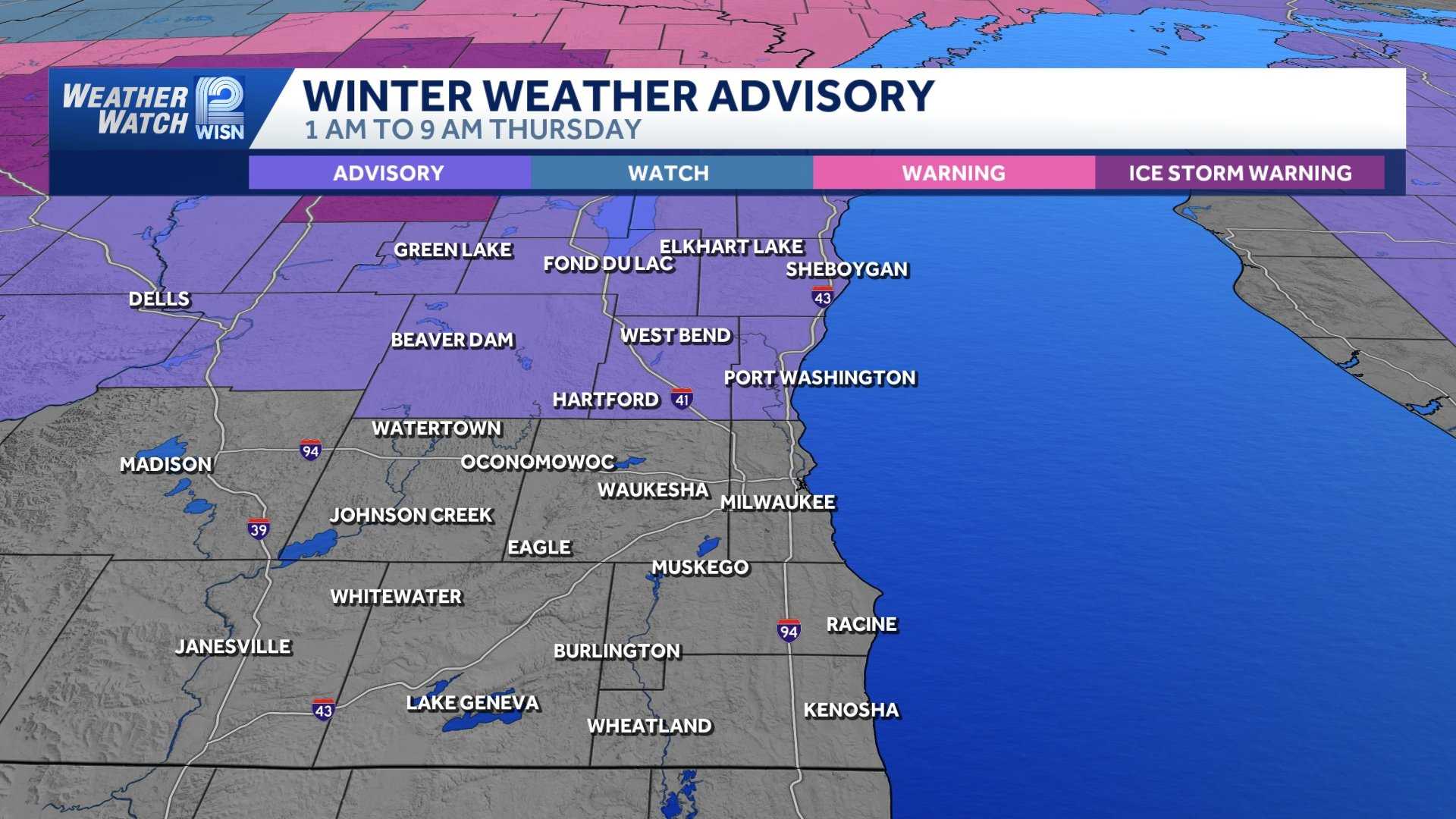 Winter weather advisory warns of icy commute in Wisconsin Thursday