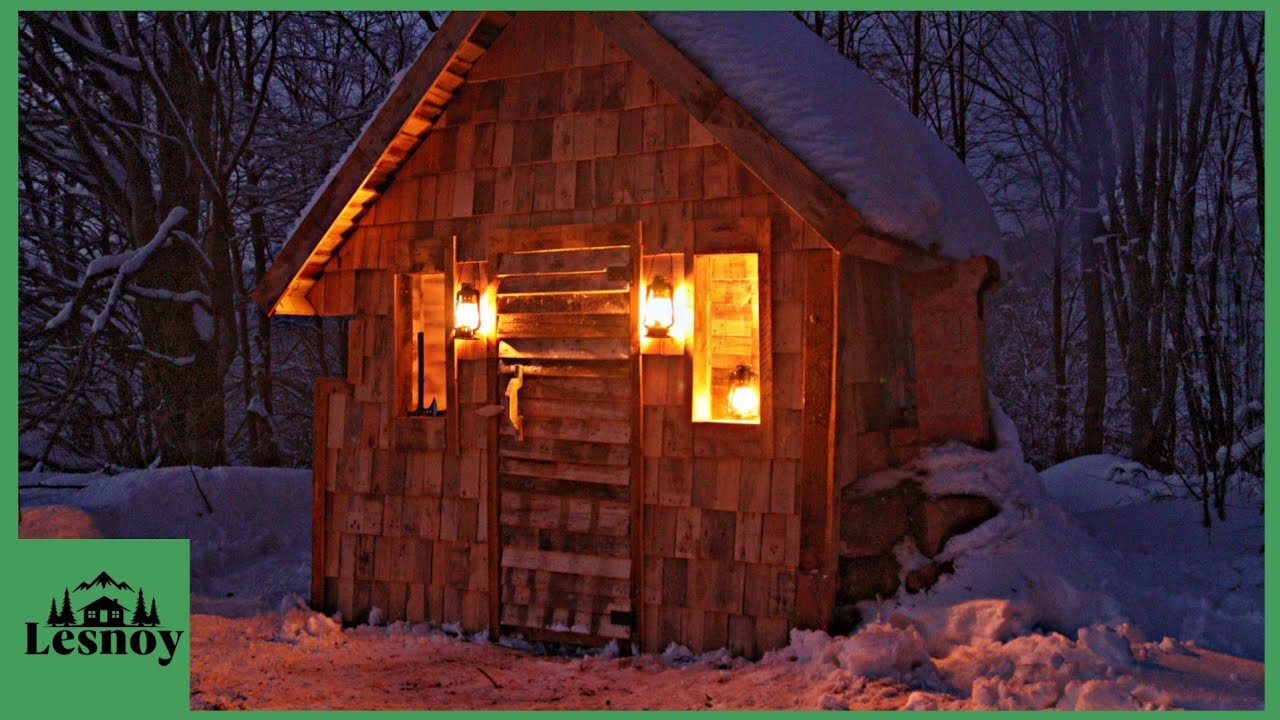 Solo winter cabin build: insulating, crafting furniture, & surviving in ...