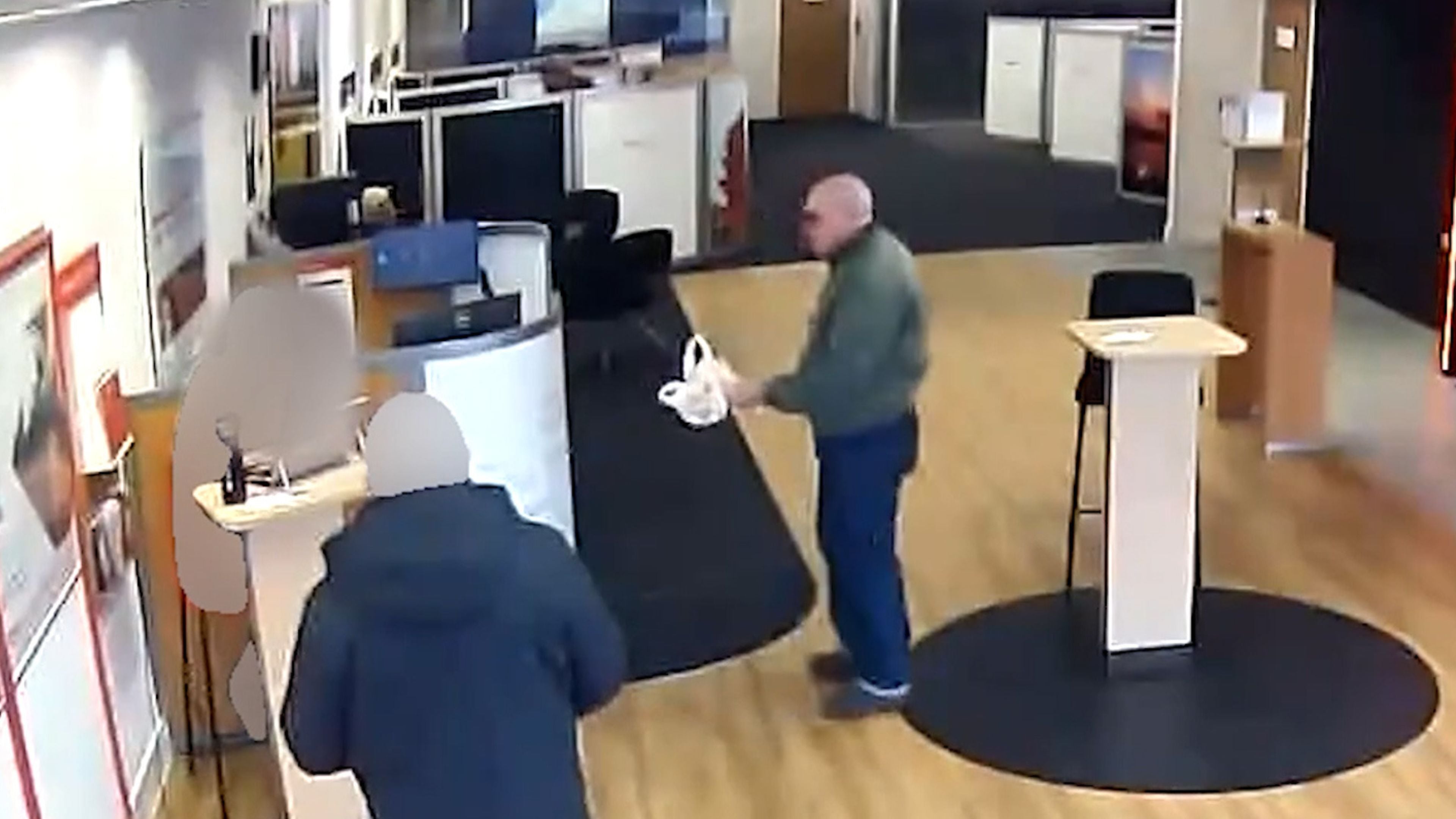 Bizarre moment man tried to rob bank armed with a vape