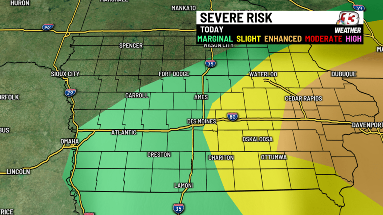 Severe storms threaten Iowa, risk of tornadoes and hail