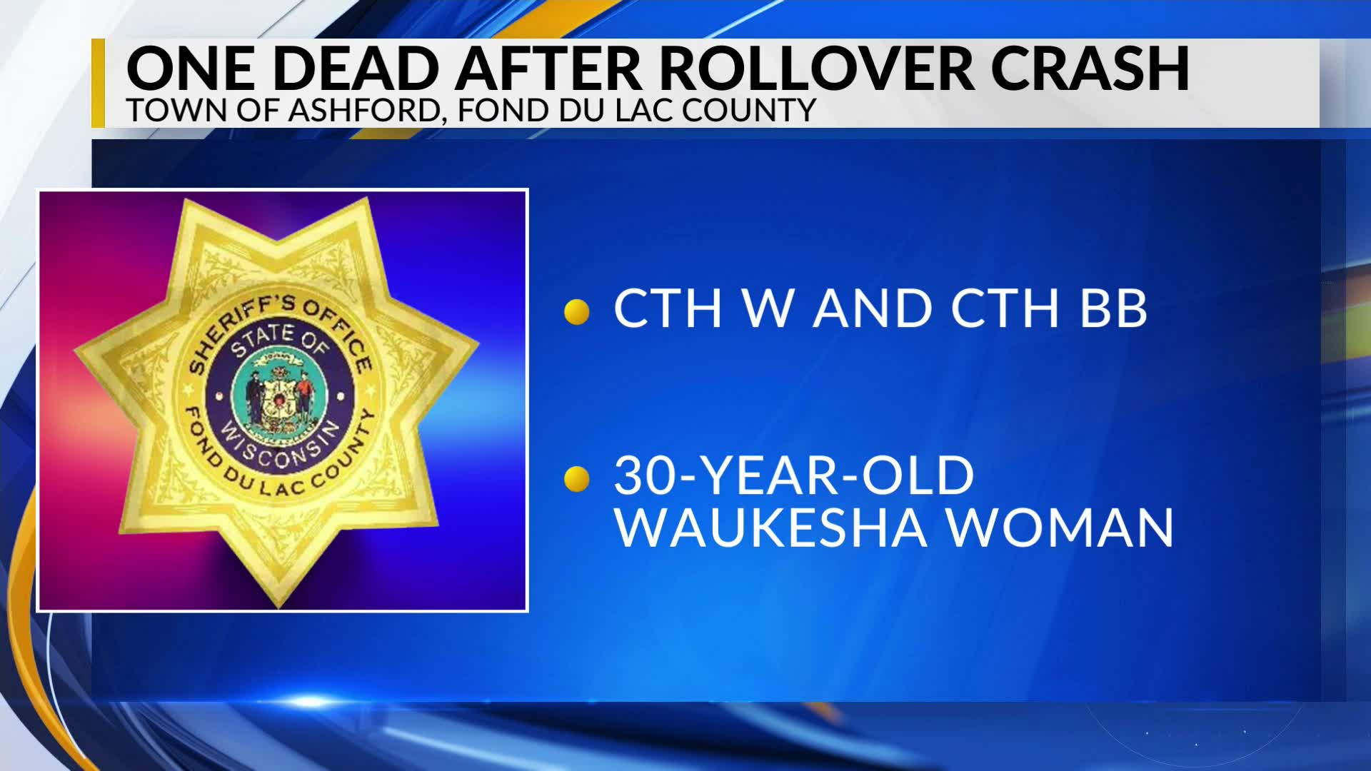 Wisconsin woman pronounced dead at the scene of Fond du Lac County ...