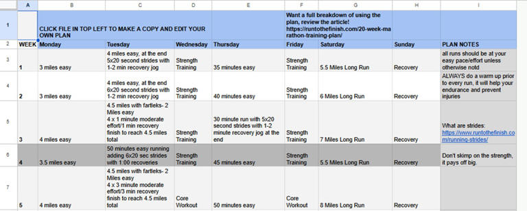20 week marathon training plan | A road map to 26.2 (download it now!)