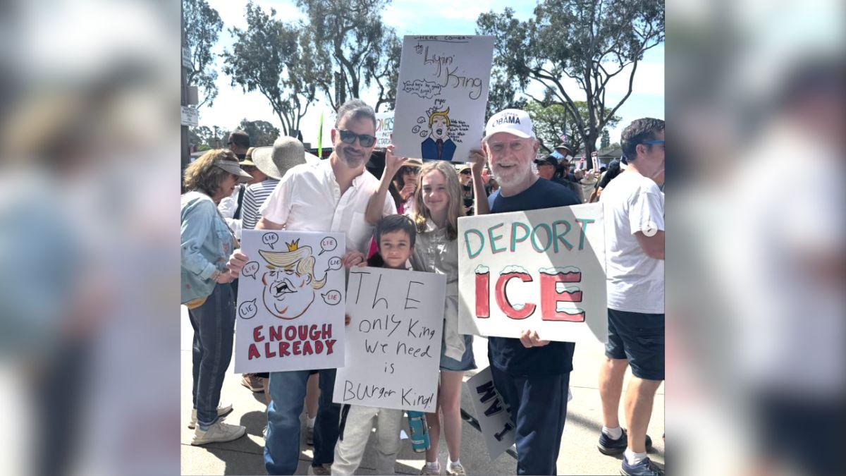 Jimmy Kimmel sparks backlash after bringing family to 'No Kings ...