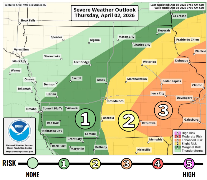 Severe weather forecast in Iowa Thursday and Friday. See the risks
