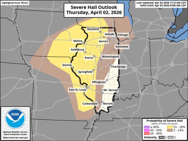 Strong to severe thunderstorms likely this afternoon in Illinois