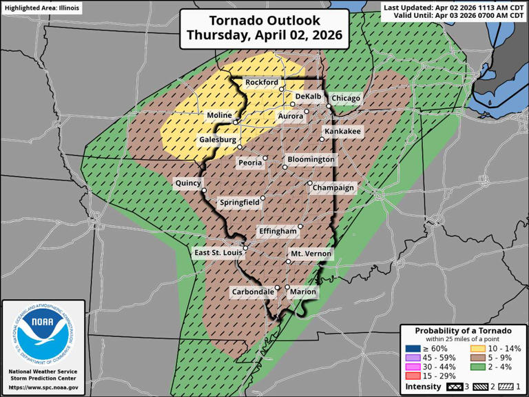 Strong to severe thunderstorms likely this afternoon in Illinois