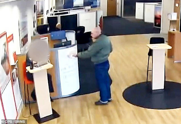 Moment 'desperate' man tries to rob bank with a vape disguised as a gun