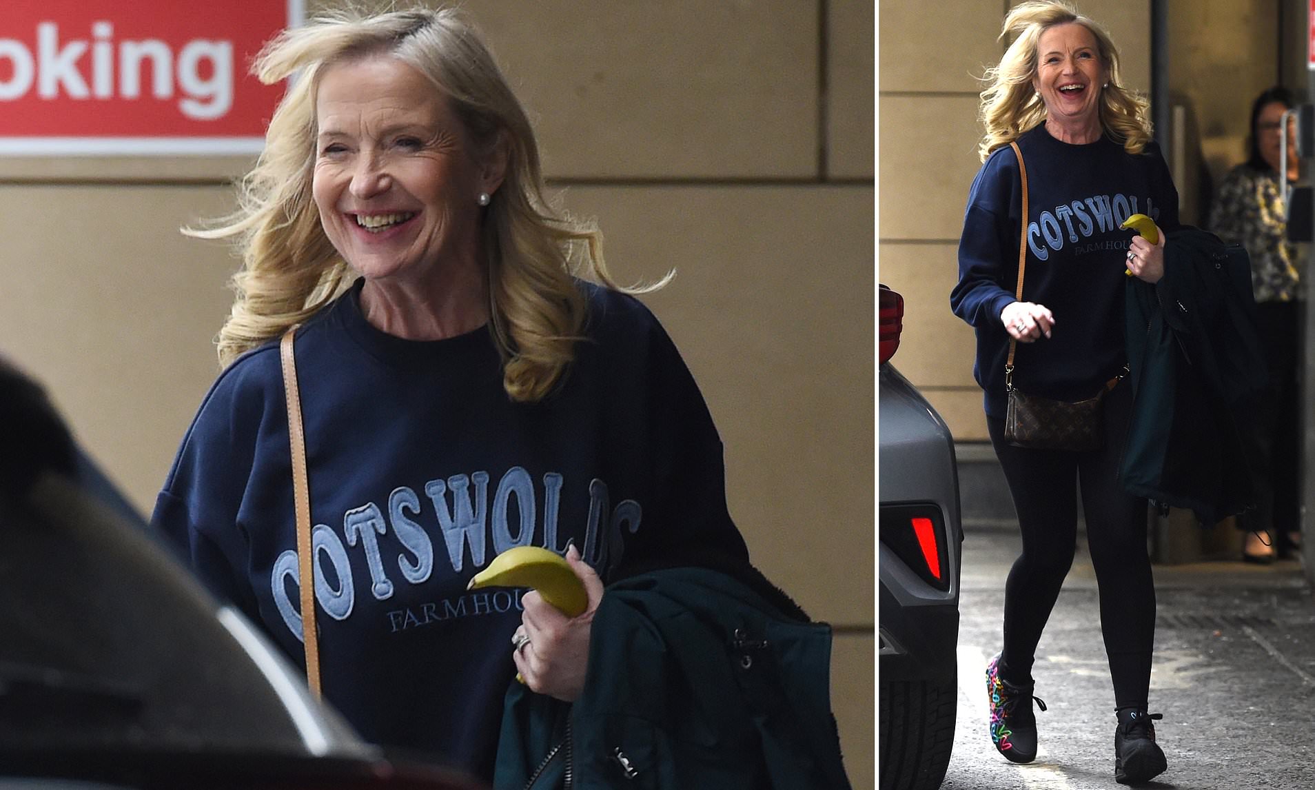 Carol Kirkwood looks in great spirits as she steps out after her final ...