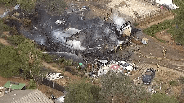 Fire in Valley Center destroys residence, crews knock down blaze