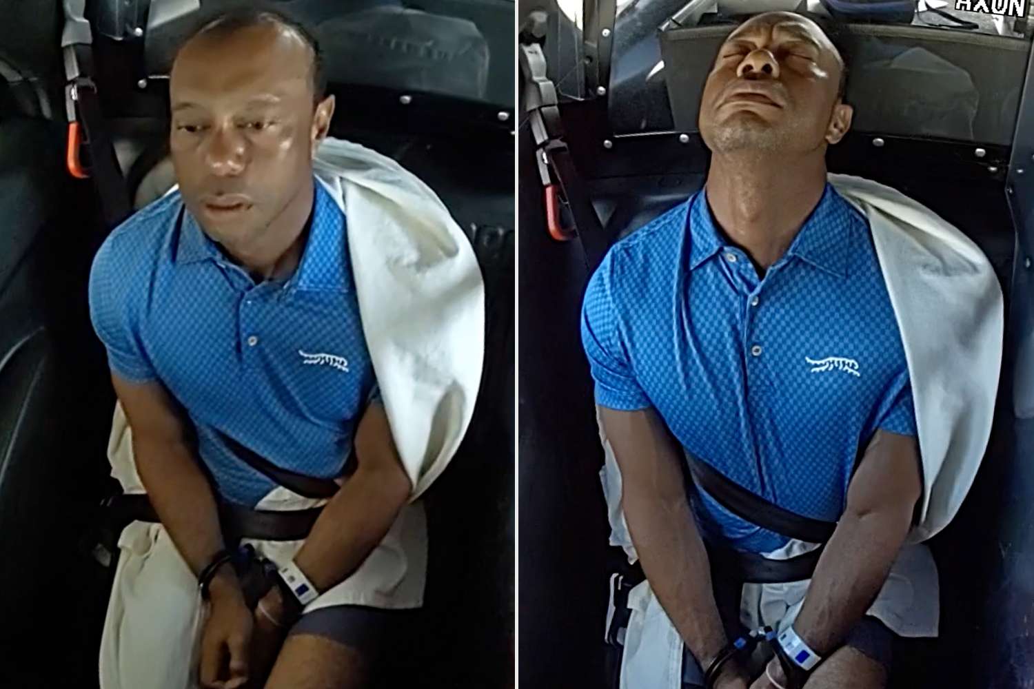 Tiger Woods sits in back of police car with sheet around him in new ...