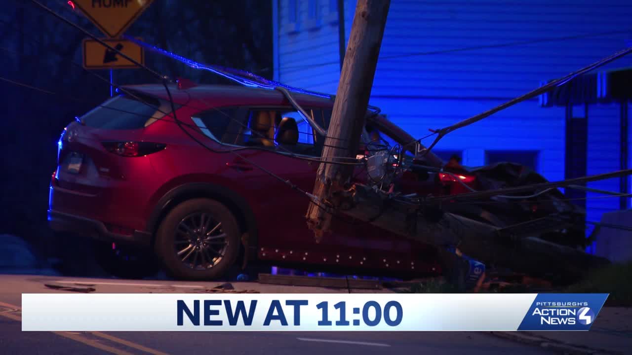 Car crashes into utility pole in Pittsburgh