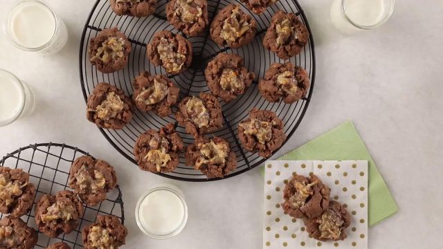 German Chocolate Thumbprint Cookies