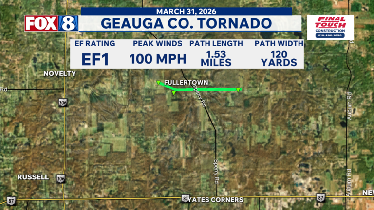 NWS confirms tornado touched down in Geauga County