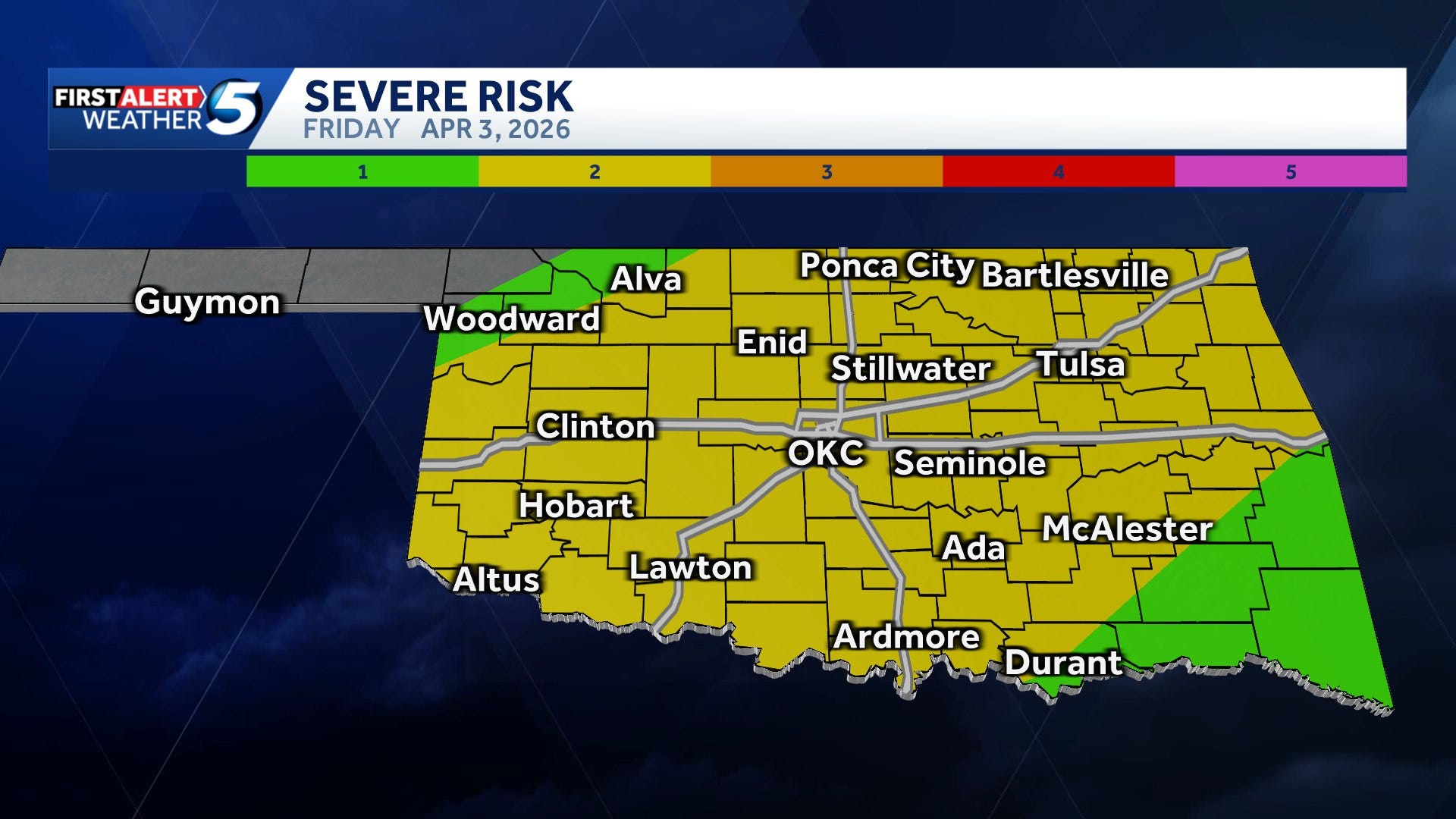 Timeline: Severe storms with tornado threat returns to Oklahoma on Friday