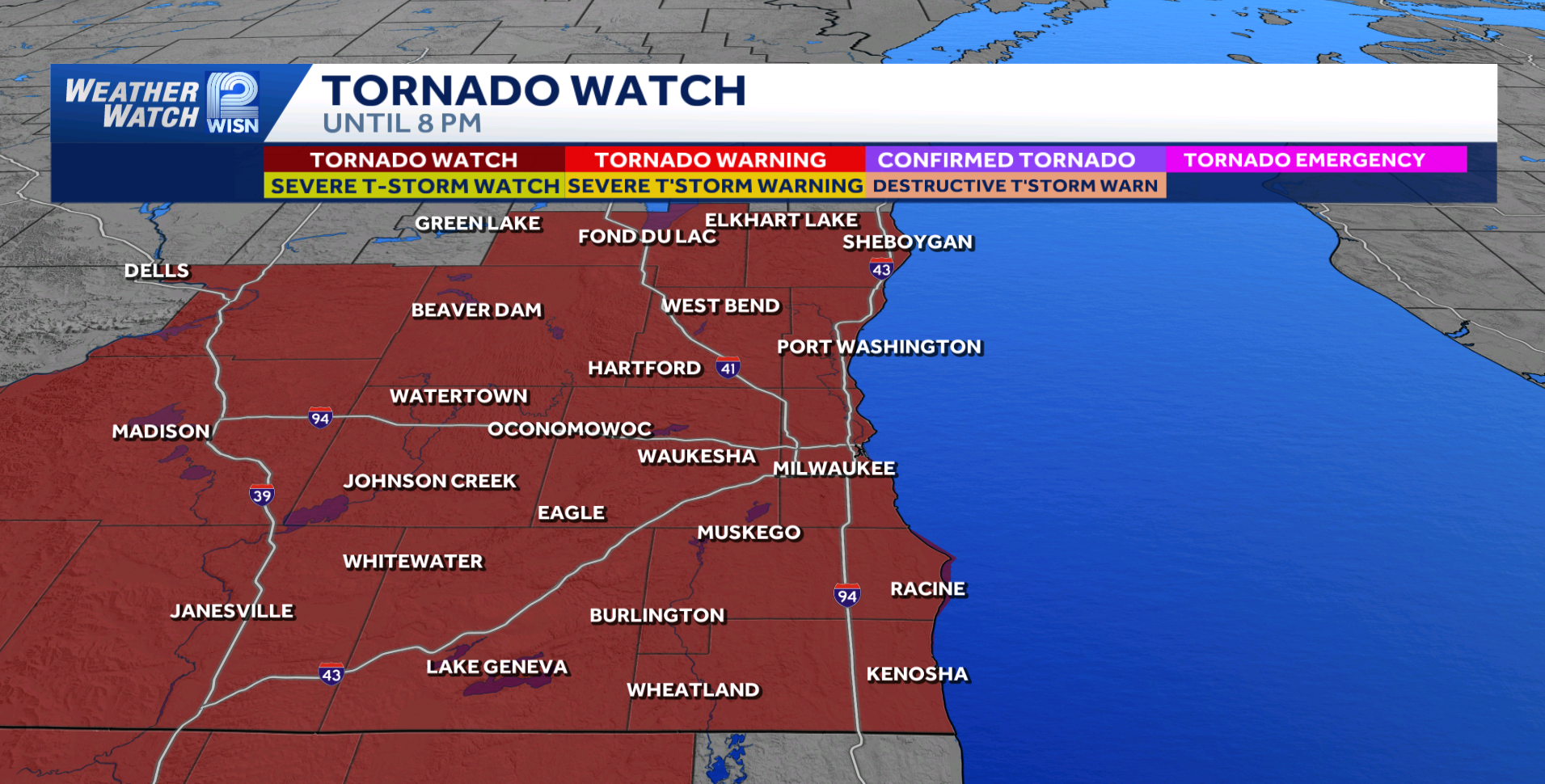 Tornado watch issued for all of southeast Wisconsin