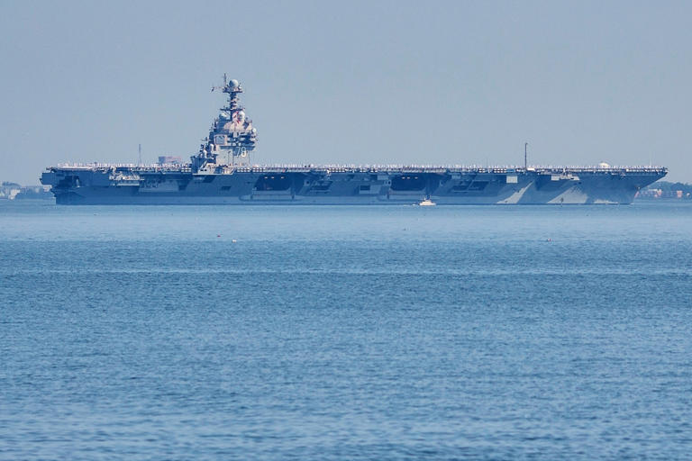 USS Gerald R Ford leaves port in Croatia after fire damage repairs
