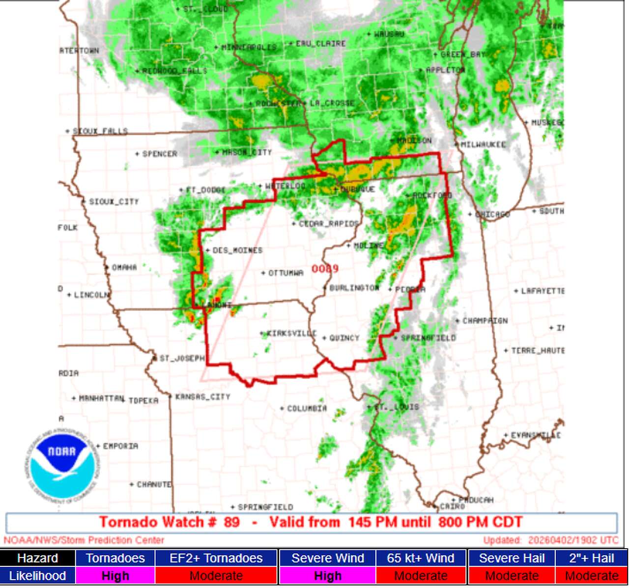 Expired: Tornado watch issued for west-central Illinois through 8 tonight