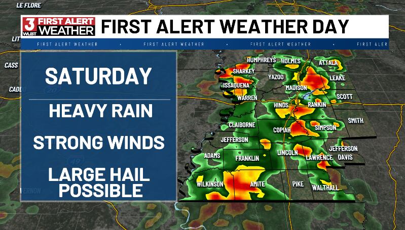 First Alert Weather Day: Severe storm threat builds this Saturday