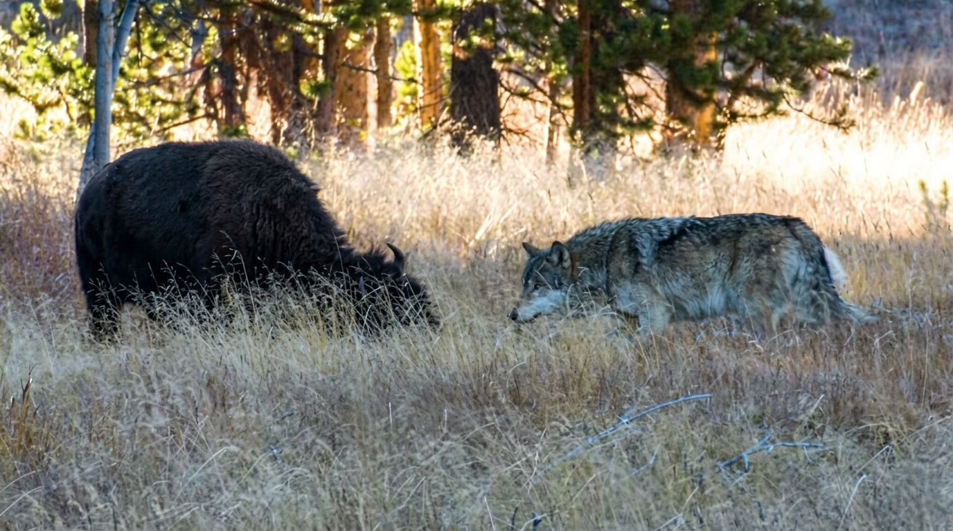 Watch what happens when wolves ambush prey