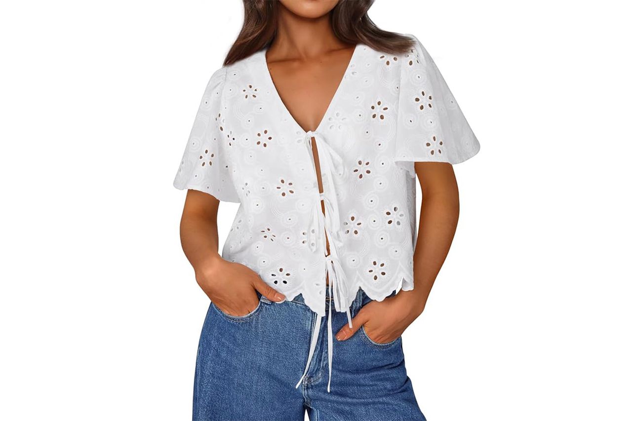 Trendy Queen Womens Tie Front Tops Summer Beach Vacation 2025 Fashion Outfits Short