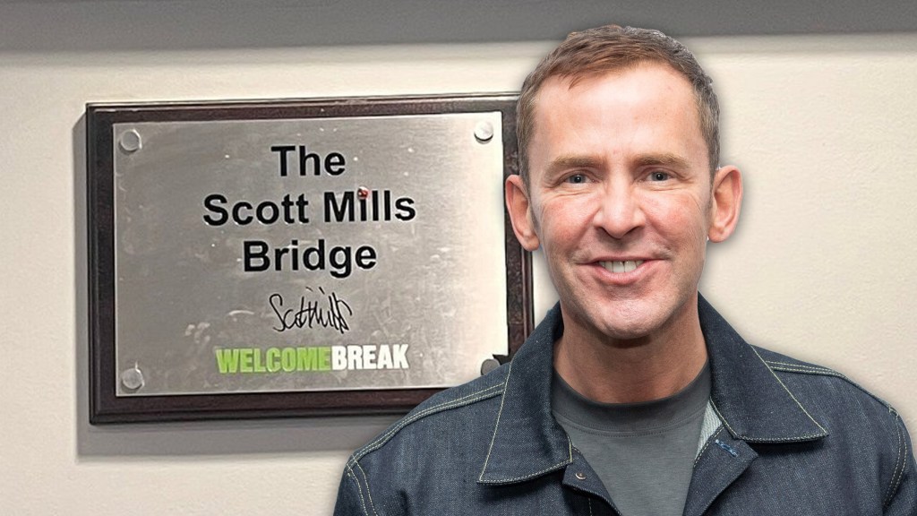 Plaque on the Scott Mills Bridge on the M3 has been taken down