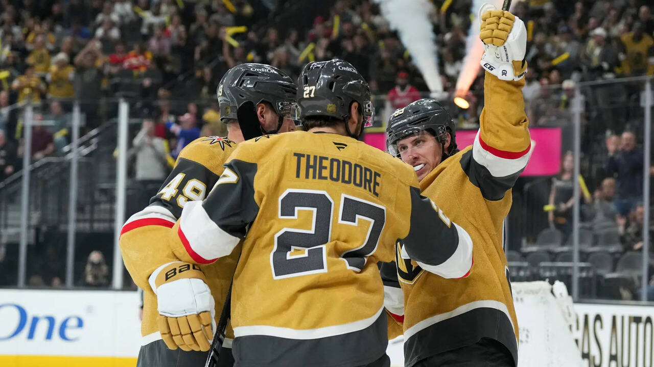 Image for Mitch Marner leads Golden Knights to victory over Flames with five points