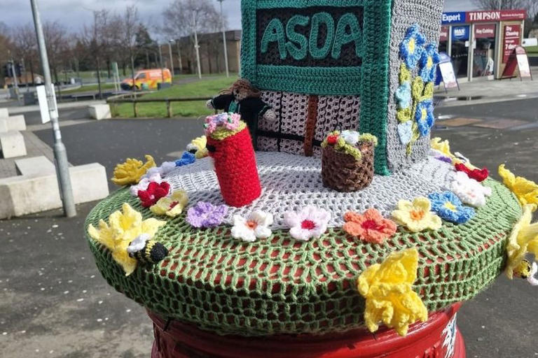 Crochet Geeks are bee-hind Asda Blantyre’s Easter post box topper