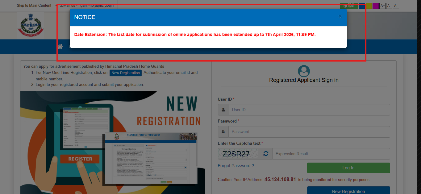 Himachal Pradesh Home Guard recruitment 2026: Registration deadline ...