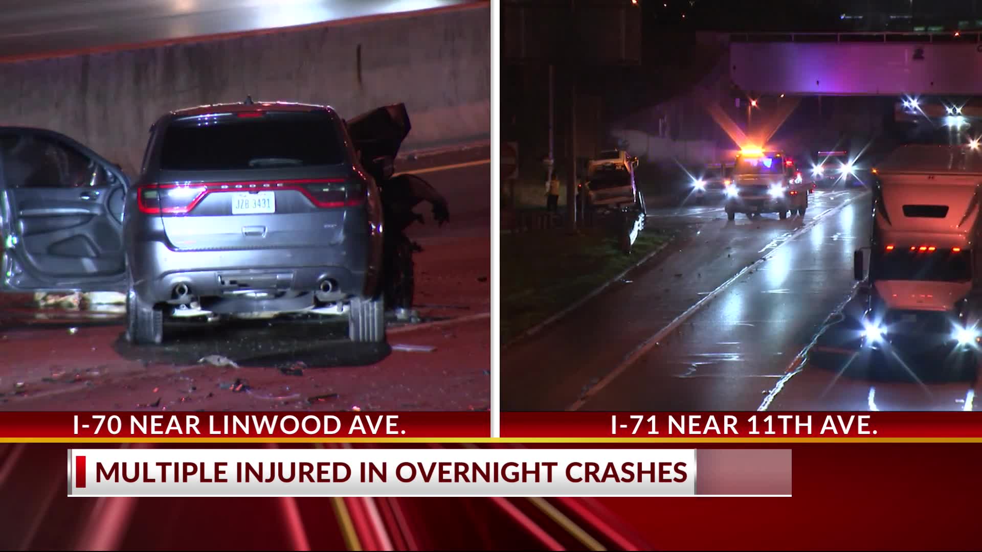 Multiple injured in overnight Columbus crashes
