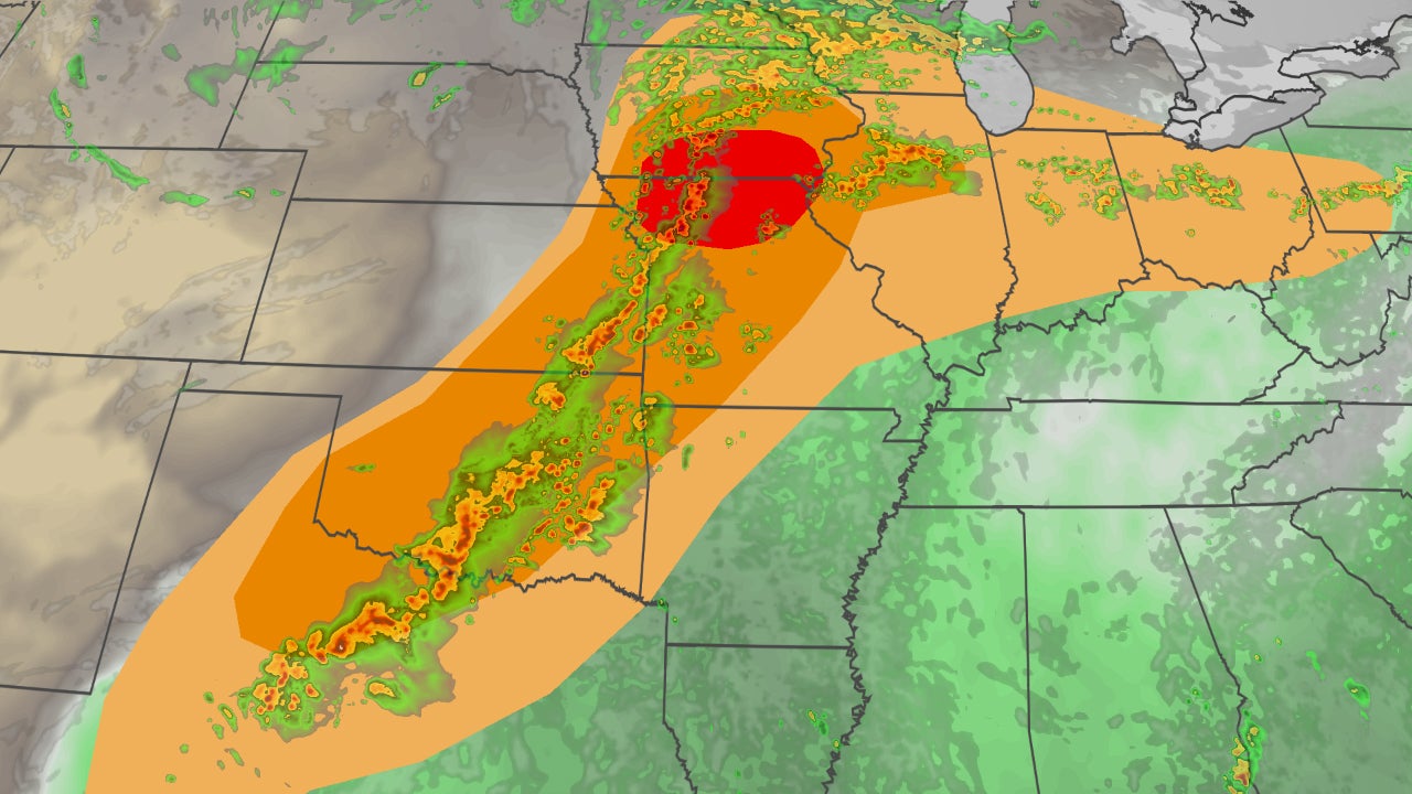 Severe thunderstorms, including some tornadoes, are likely in the Plains, Midwest through Saturday<br><br>